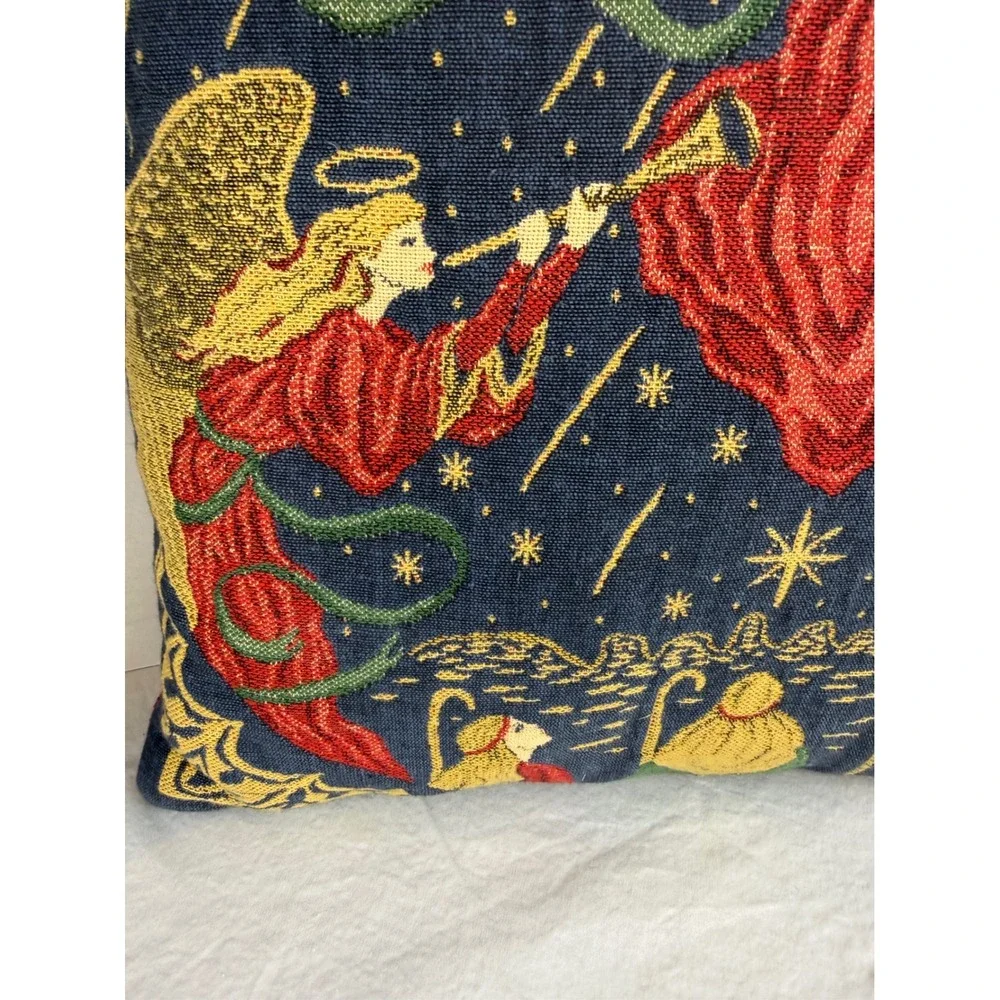 Vintage Angel Tapestry Throw Pillows‎ Set of 2 Christmas Decor Burgundy Navy